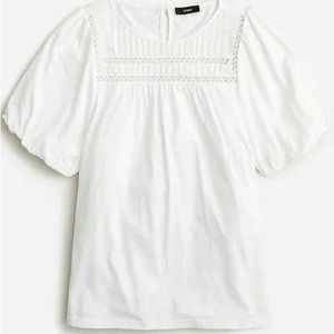 J.Crew Lace-trim puff-sleeve T-shirt (L)